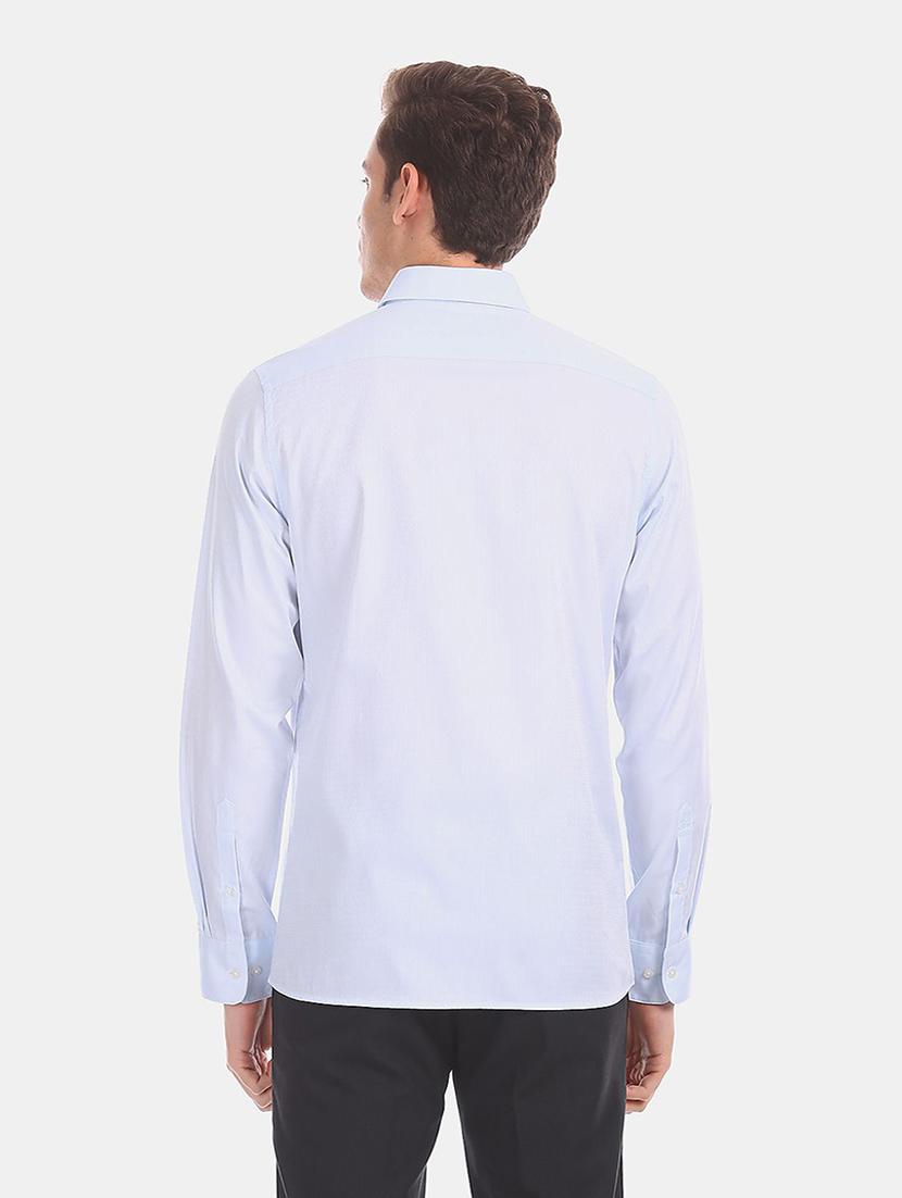blue self design formal shirt - 17618210 - Zoom Image - 3