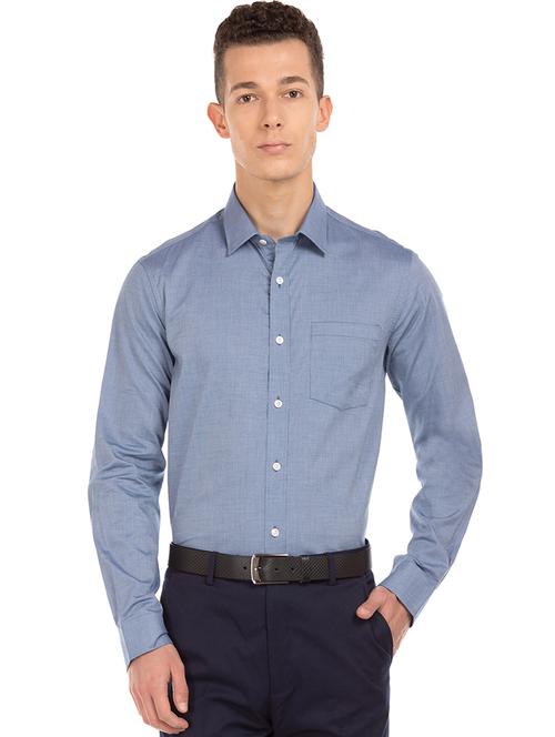 blue self design formal shirt - 17618215 - Standard Image - 1