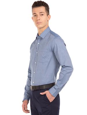 blue self design formal shirt - 17618215 - Standard Image - 2
