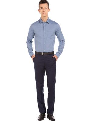 blue self design formal shirt - 17618215 - Standard Image - 4