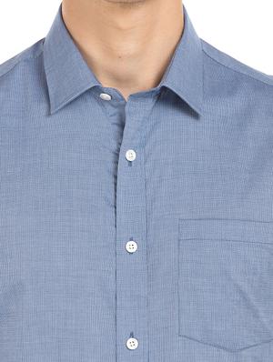 blue self design formal shirt - 17618215 - Standard Image - 6