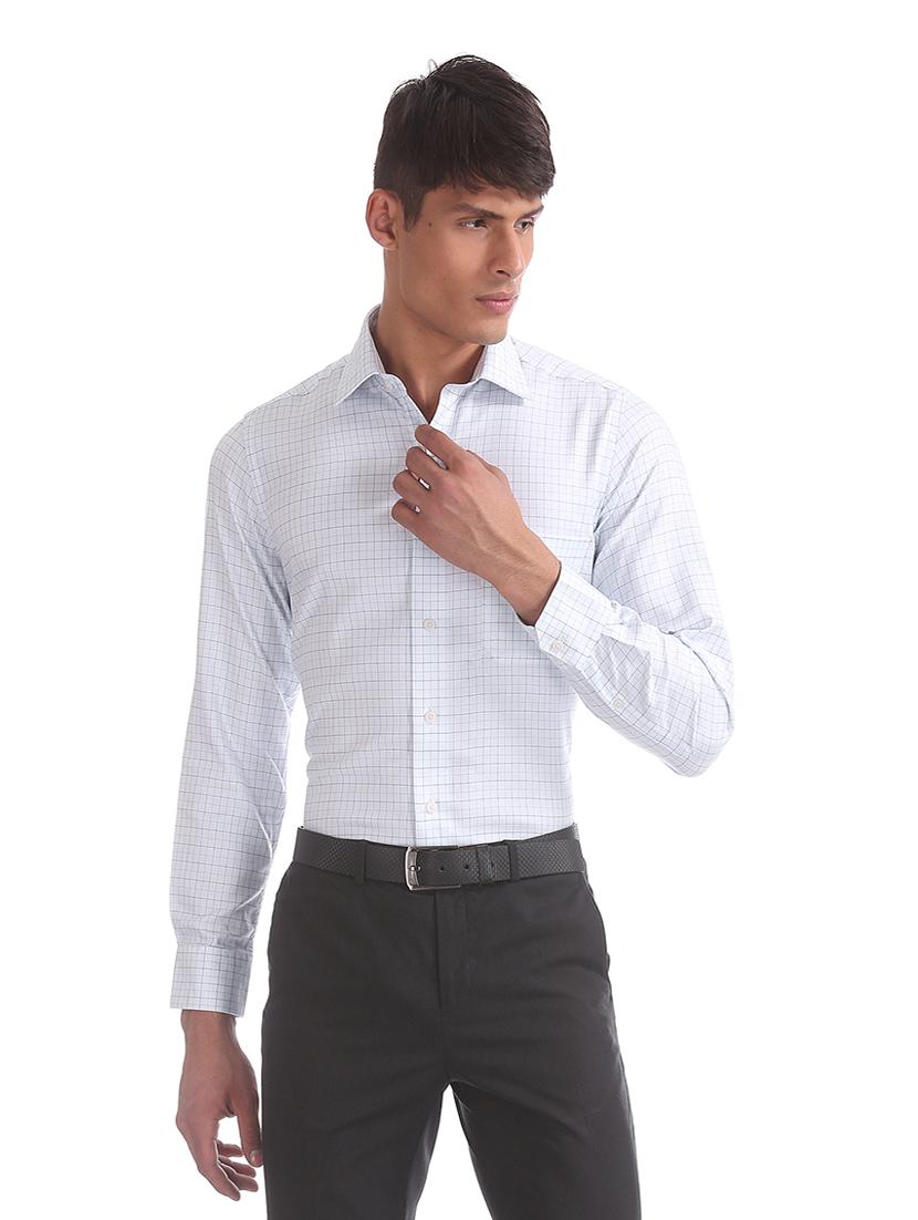 blue checkered formal shirt - 17618225 - Zoom Image - 1