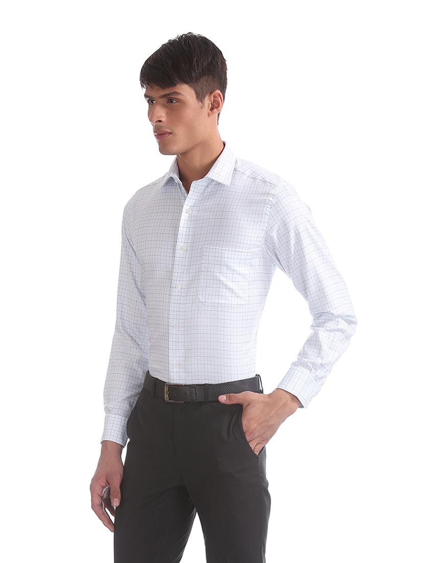 blue checkered formal shirt - 17618225 - Zoom Image - 3
