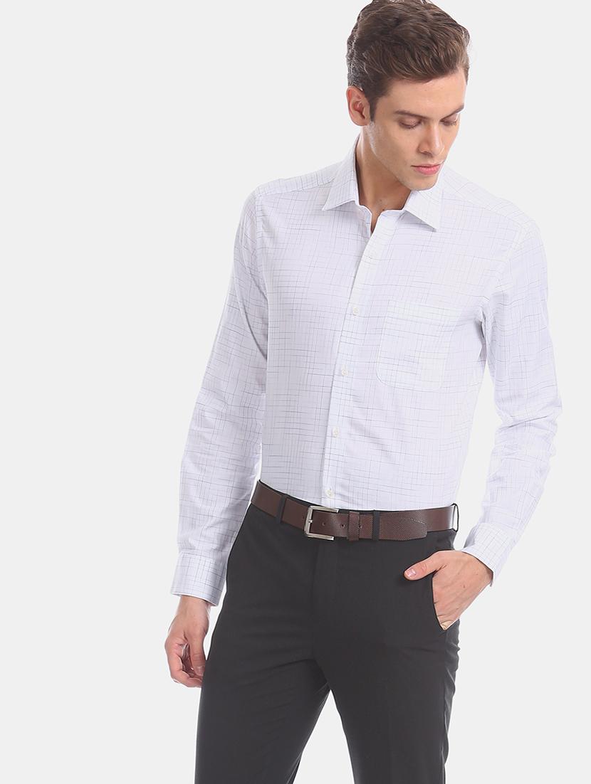 white checkered formal shirt - 17618230 - Zoom Image - 1