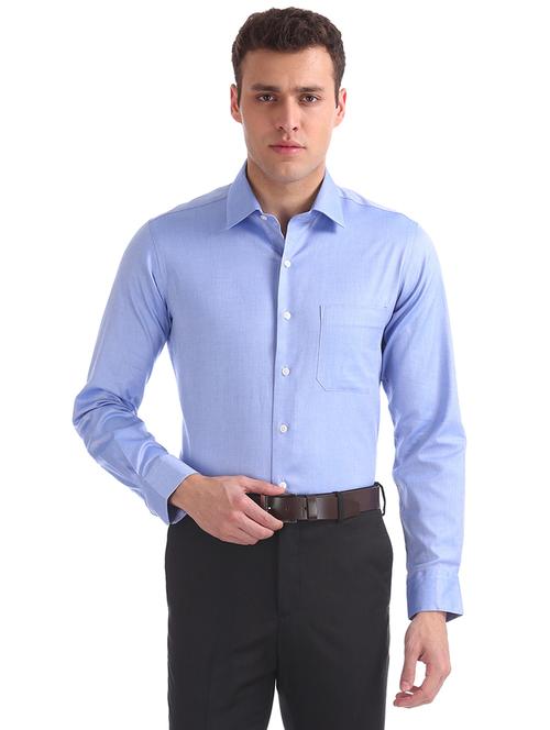 blue solid formal shirt - 17618231 - Standard Image - 1