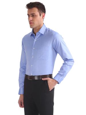 blue solid formal shirt - 17618231 - Standard Image - 2