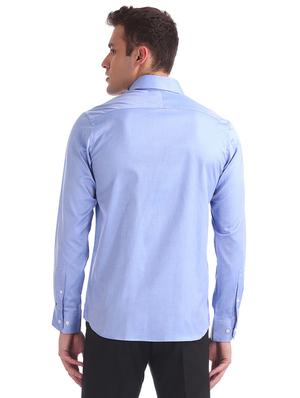 blue solid formal shirt - 17618231 - Standard Image - 3