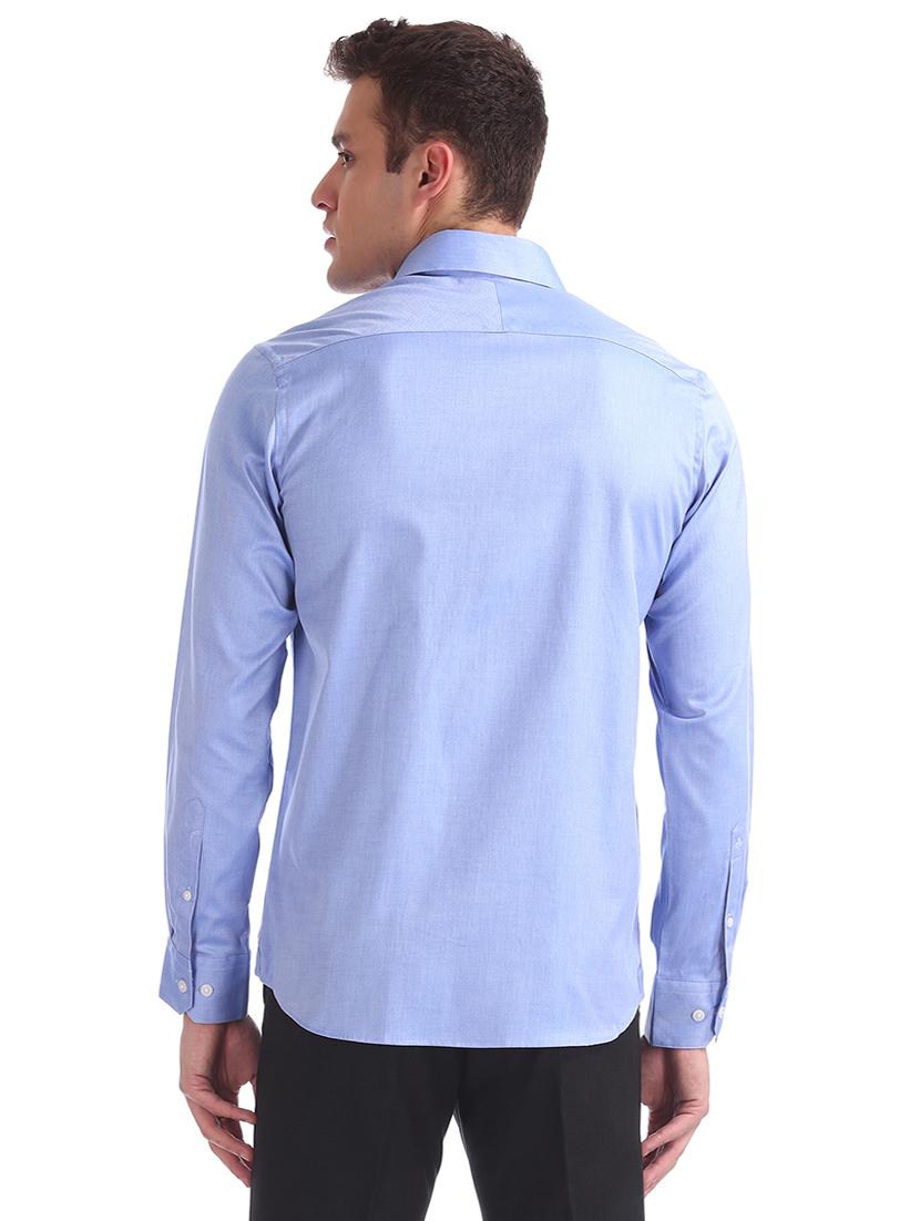 blue solid formal shirt - 17618231 - Zoom Image - 3