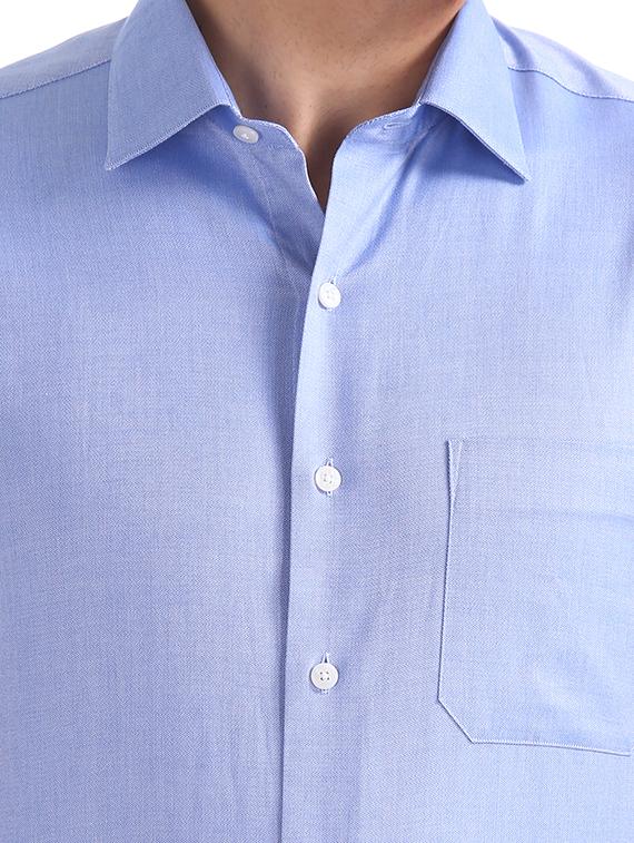blue solid formal shirt - 17618231 - Zoom Image - 6