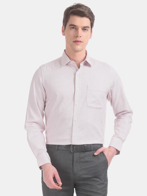 beige printed formal shirt - 17618235 - Standard Image - 1