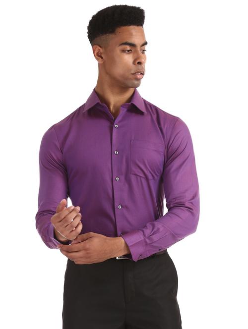purple solid formal shirt - 17618237 - Standard Image - 1