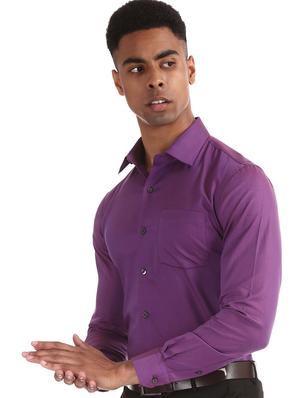 purple solid formal shirt - 17618237 - Standard Image - 3