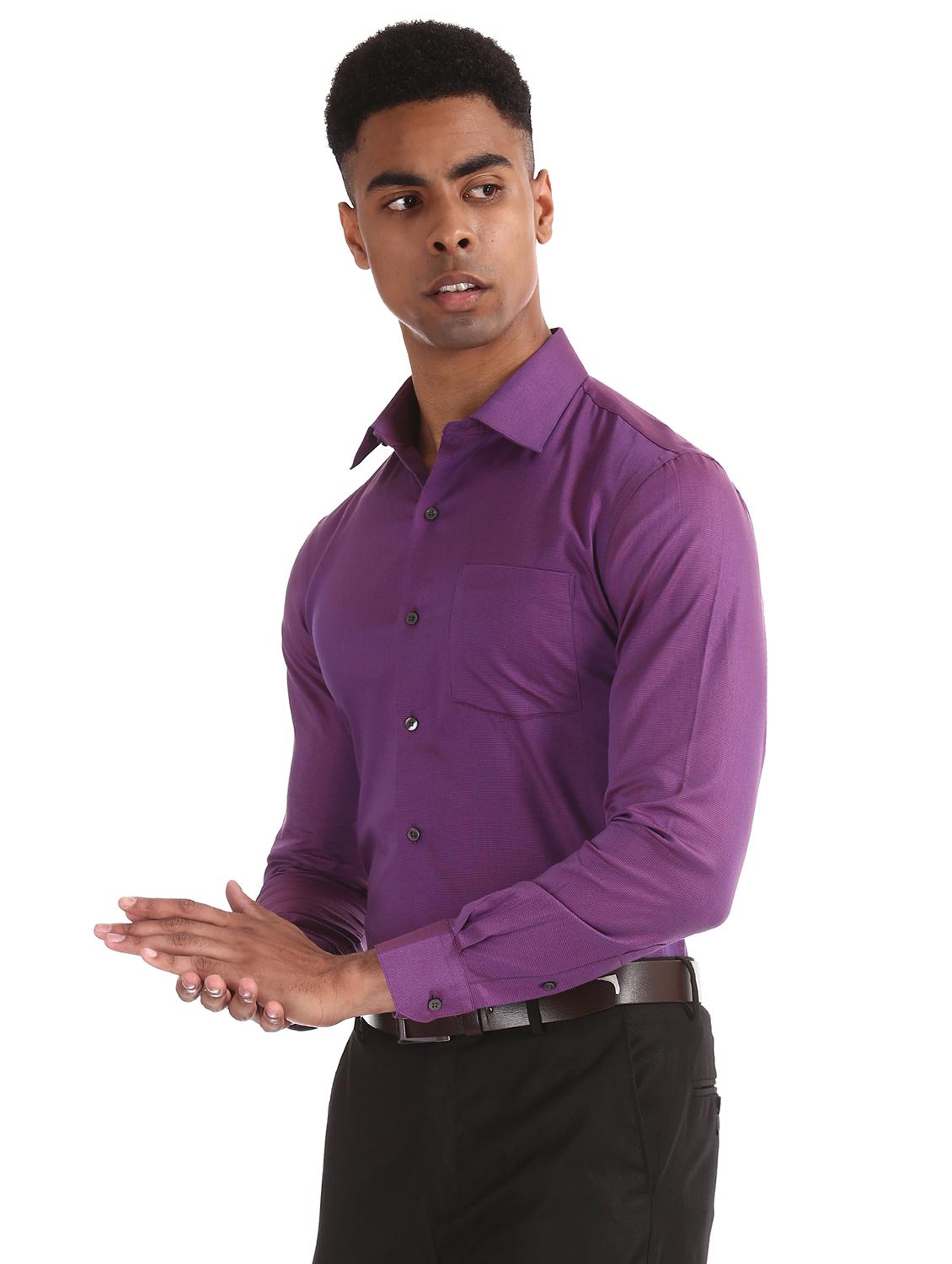 purple solid formal shirt - 17618237 - Zoom Image - 2