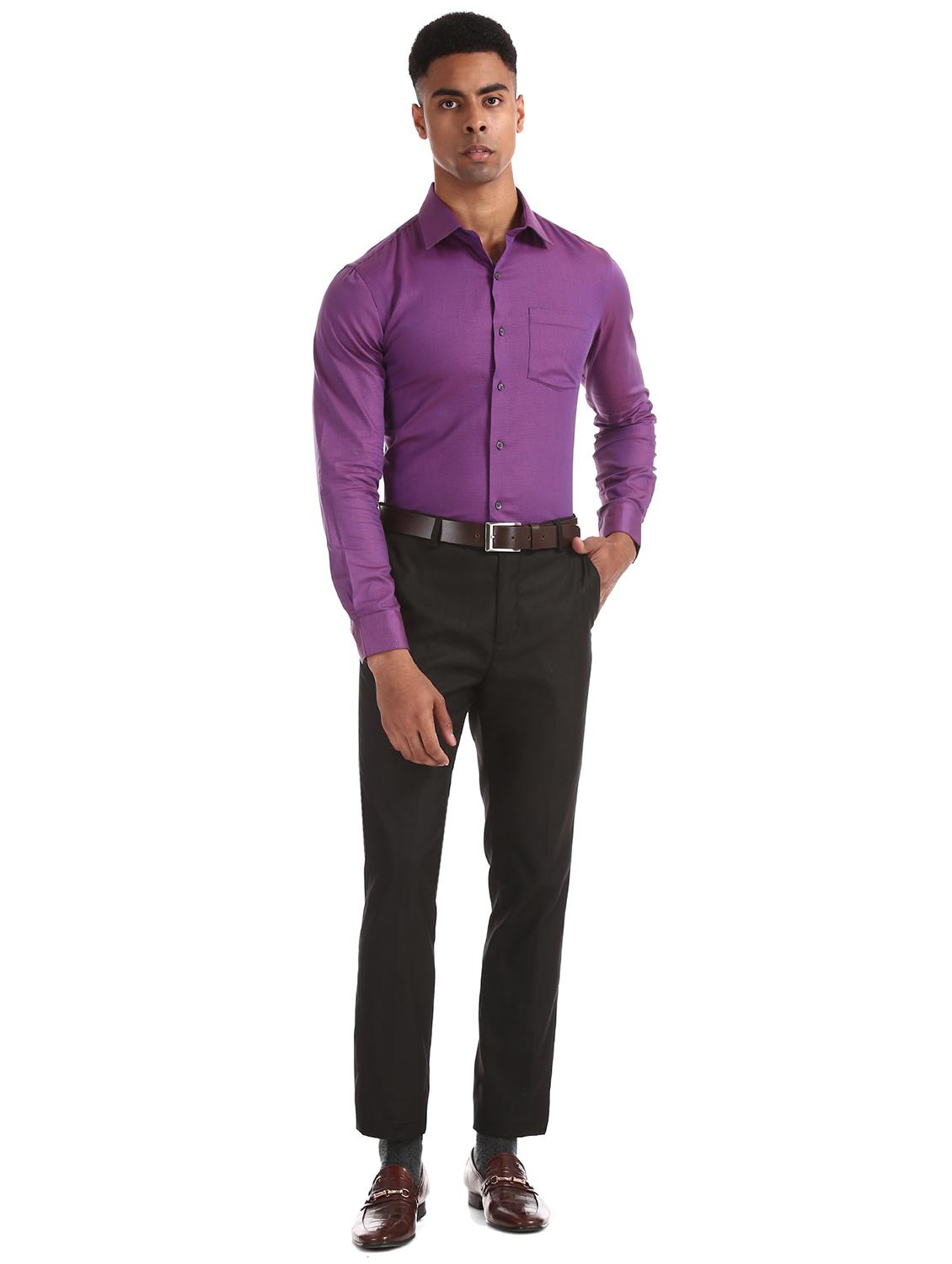 purple solid formal shirt - 17618237 - Zoom Image - 5
