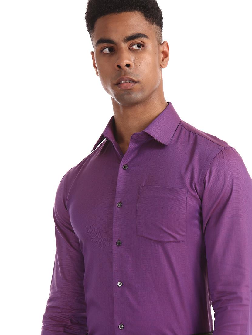 purple solid formal shirt - 17618237 - Zoom Image - 6
