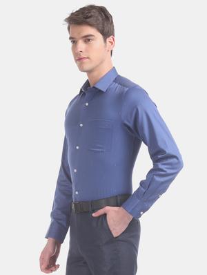 blue printed formal shirt - 17618238 - Standard Image - 3