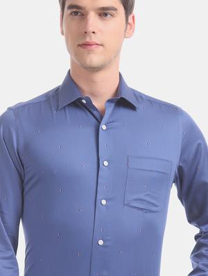 blue printed formal shirt - 17618238 - Standard Image - 6