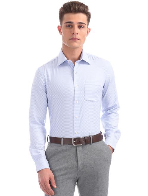 blue self design formal shirt - 17618245 - Standard Image - 1