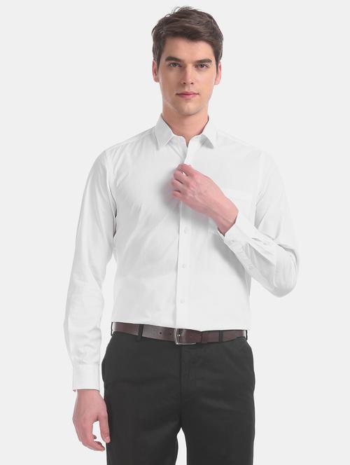 white solid formal shirt - 17618256 - Standard Image - 1