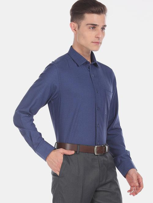 blue self design formal shirt - 17618260 - Standard Image - 1