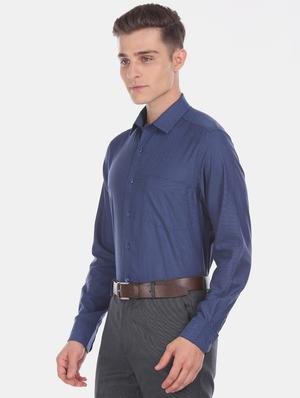 blue self design formal shirt - 17618260 - Standard Image - 2
