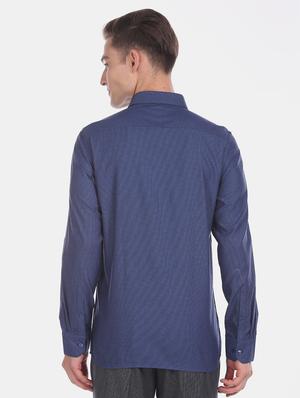 blue self design formal shirt - 17618260 - Standard Image - 4