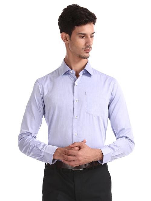 blue self design formal shirt - 17618271 - Standard Image - 1