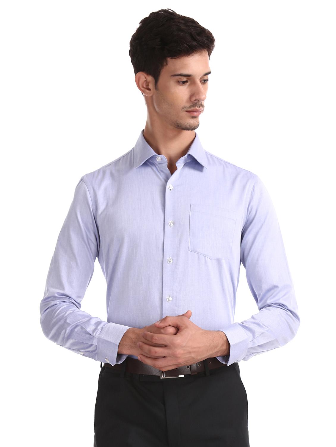 blue self design formal shirt - 17618271 - Zoom Image - 1