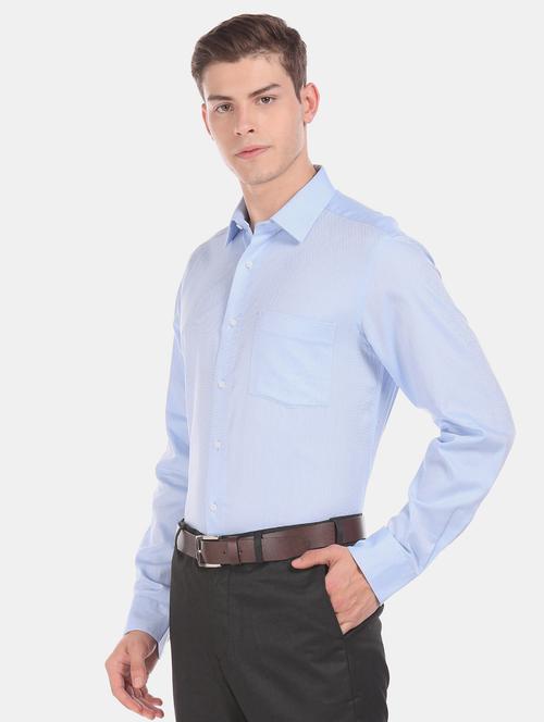 blue self design formal shirt - 17618276 - Standard Image - 1