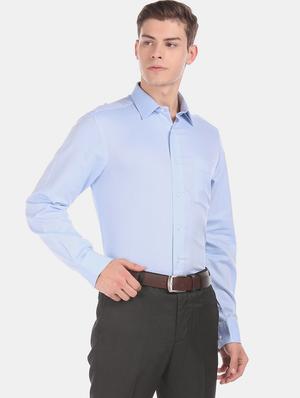 blue self design formal shirt - 17618276 - Standard Image - 2