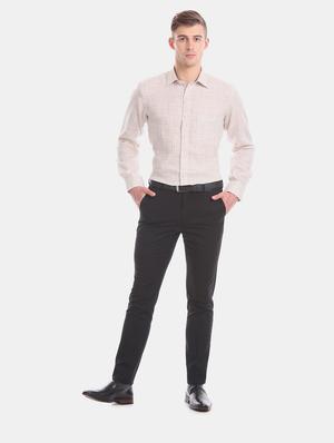 beige checkered linen formal shirt - 17618290 - Standard Image - 5