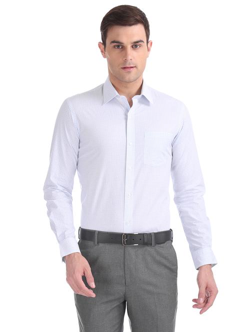blue printed formal shirt - 17618299 - Very Small Image - 1
