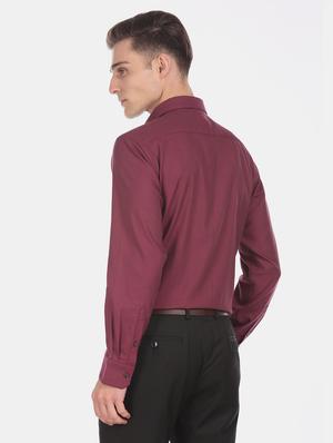burgundy self design formal shirt - 17618304 - Standard Image - 3