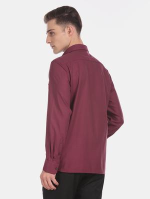burgundy self design formal shirt - 17618304 - Standard Image - 4