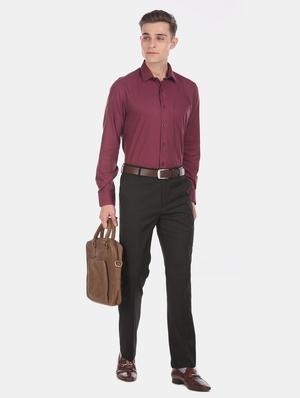 burgundy self design formal shirt - 17618304 - Standard Image - 5