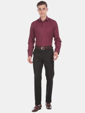 burgundy self design formal shirt - 17618304 - Standard Image - 6
