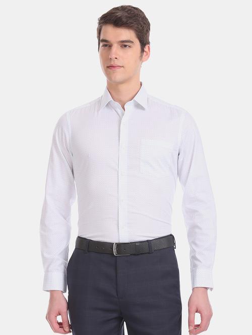 white printed formal shirt - 17618766 - Standard Image - 1