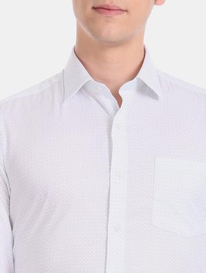white printed formal shirt - 17618766 - Standard Image - 5
