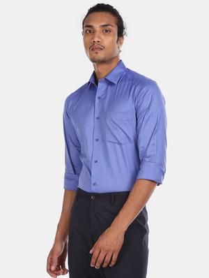 blue solid formal shirt - 17619091 - Standard Image - 2