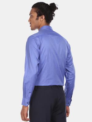 blue solid formal shirt - 17619091 - Standard Image - 3