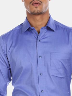 blue solid formal shirt - 17619091 - Standard Image - 5