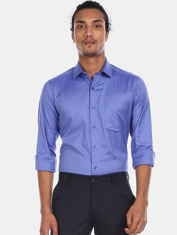 blue solid formal shirt - 17619091 - Zoom Image - 1