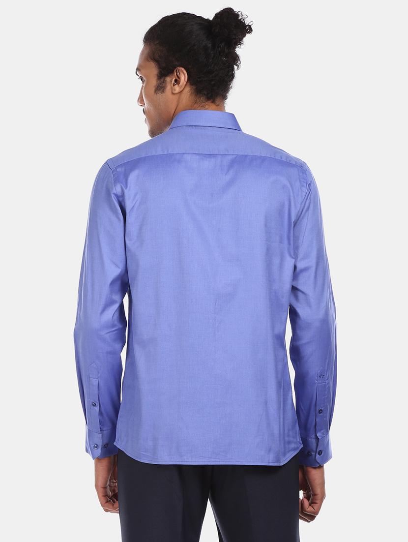 blue solid formal shirt - 17619091 - Zoom Image - 4