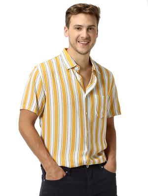 yellow striped casual shirt - 17619448 - Standard Image - 2