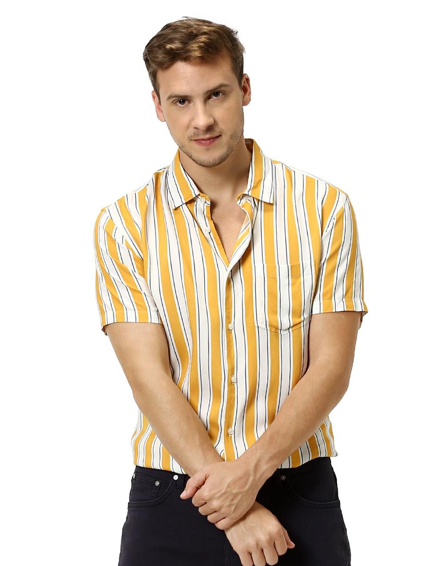 yellow striped casual shirt - 17619448 - Zoom Image - 1