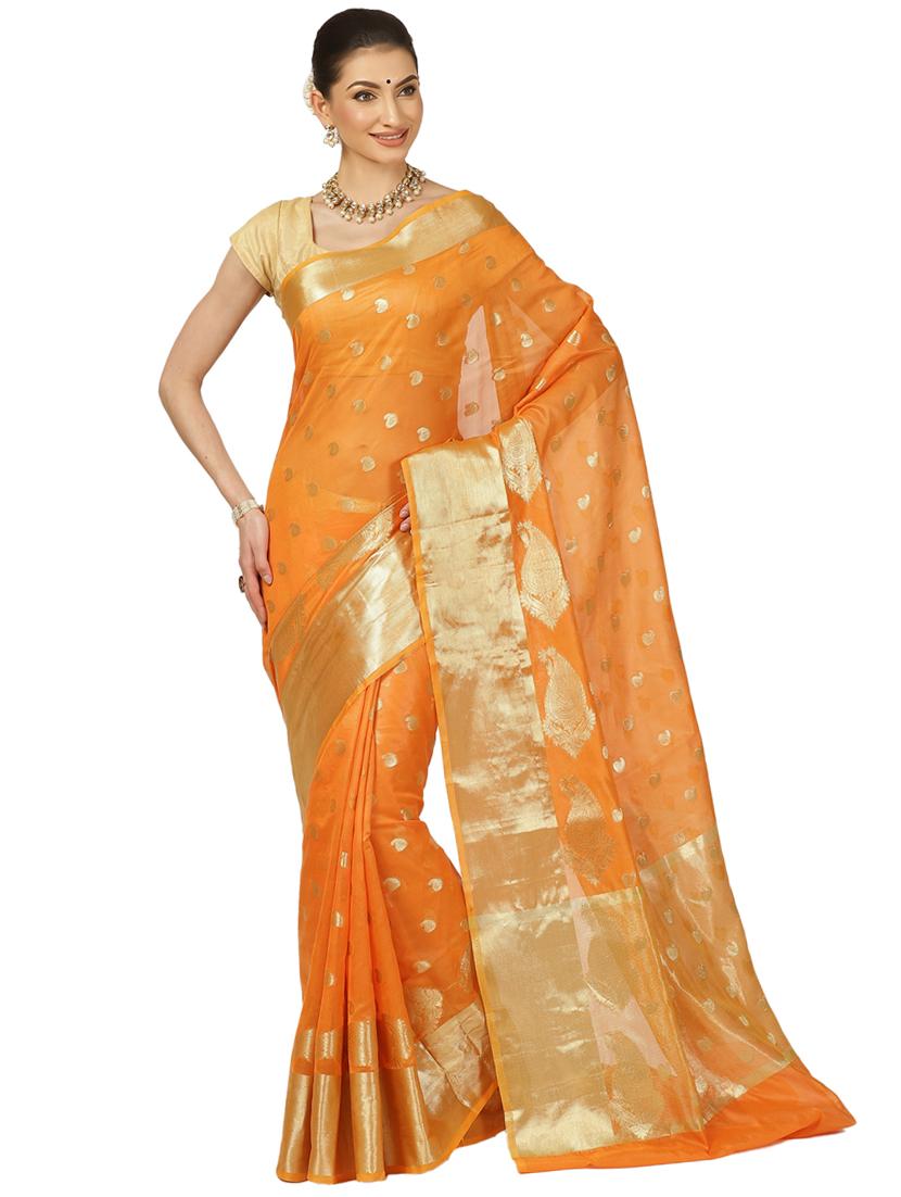 zari work banarasi saree with blouse - 17619485 - Zoom Image - 1
