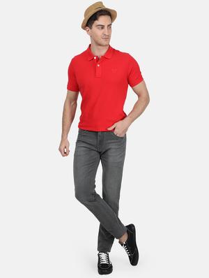 red solid polo t-shirt - 17619551 - Standard Image - 4
