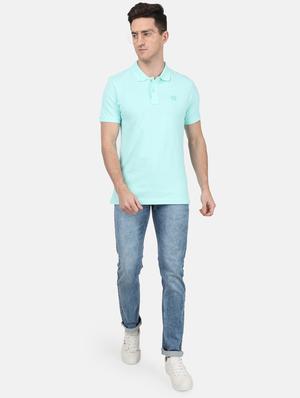 blue solid polo t-shirt - 17619552 - Standard Image - 4