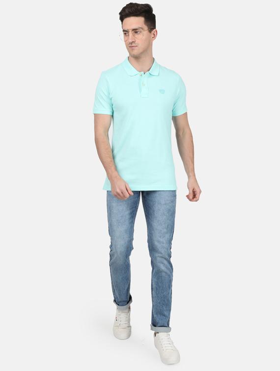 blue solid polo t-shirt - 17619552 - Zoom Image - 4