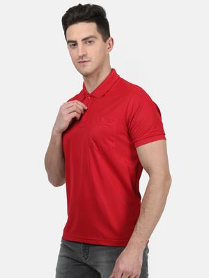 red solid polo t-shirt - 17619555 - Standard Image - 2